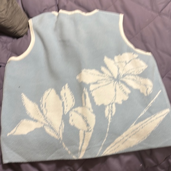 Rachel Zoe Blue and Cream Crew Neck Sweater - Picture 6 of 7